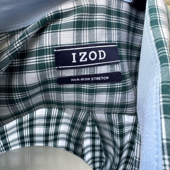 Mens Izod Green/White Button Down Long Sleeve Shirt size XL - Picture 4 of 7